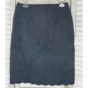 Talbots Black Floral Eyelet Skirt Size 8